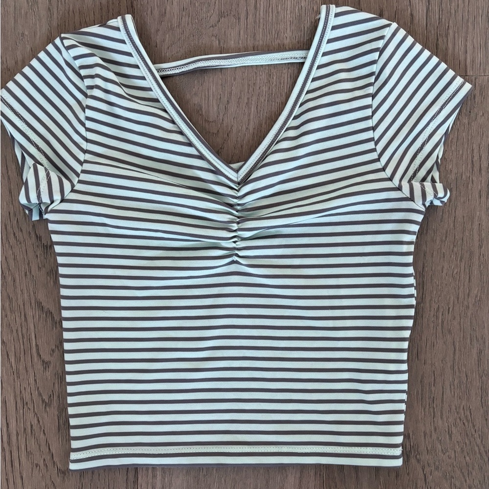 URBAN KIDS Striped V-Neck Ruched Top